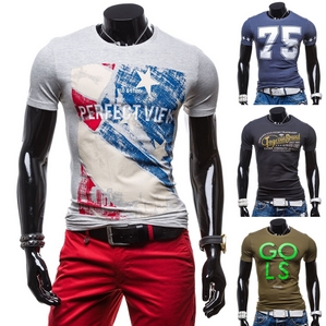 Glo-Story T-Shirt Herren Kurzarm Print Aufdruck Freizeit Motiv 3C3 Slim Fit