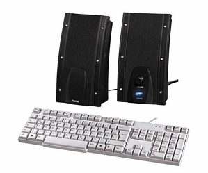 Hama USB-PC-Lautsprecher Negra + Standard-Tastatur KE-200