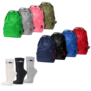 Kappa Rucksack / Retrosporttasche mit 12 Paar Socken oder 18 Paar Kappa Socken