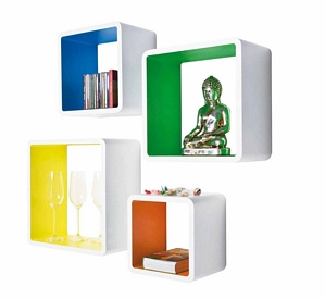 KARE Design Lounge Cuben MDF Quadrat Mehrfarbig 4 -Set Retro-Stil