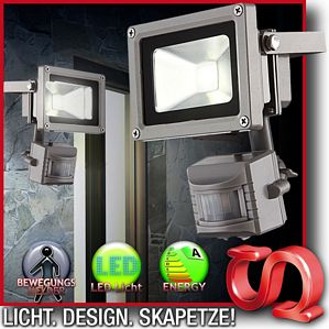 LED-HighPower Strahler 10W + Bewegungssensor, Fluter Gartenlampe Wandlampe