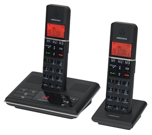 Medion Life P63009 MD 83672 DECT Telefon mit 2 Mobilteilen mit großen Tasten