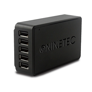 NINETEC 40W 5-Port USB Ladegerät mit SmartIQ Technologie 1.5m Netzkabel