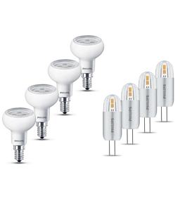 4er Pack Philips LED-Lampe E14/G4, 2W/4,5W ersetzt 20W/40W, 200/255lm EEK A+/A++