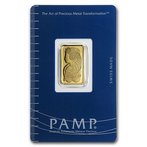 Pamp Suisse-Goldbarren 5 Gramm Feinheit: 999,9/1000 (in Zertifikat)