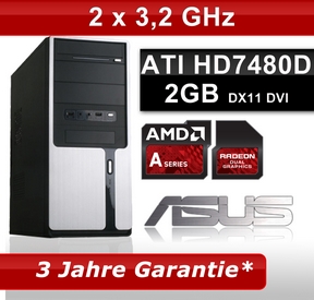 PC System Office Multimedia AMD A4 4000 Dual Core 2x 3,2GHz Rechner