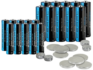 Batterie-Set 32-teilig mit Alkaline- und Lithium-Zellen von PEARL