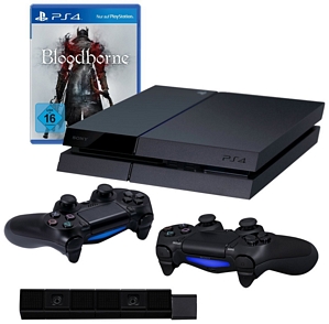 PlayStation 4 – Konsole inkl. Bloodborne + 2 DualShock 4 Wireless Controller + Kamera