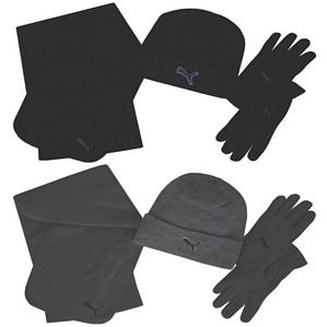 Puma Winter-Set Mütze Schal Handschuhe Schwarz oder Grau