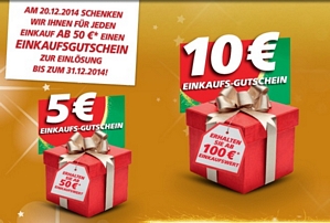 real: Am 20. Dezember 2014 einkaufen und ab 50 Euro einen Einkaufsgutschein zur Einlösung bis zum 31. Dezember erhalten