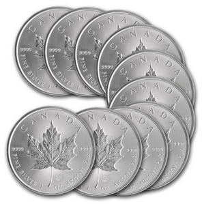 Silver Coin Canadian Maple Leaf (Silbermünze) 1 oz. 2014, (10 Stück)