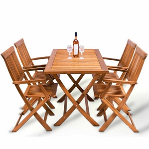 Deuba Sydney Holz Gartensitzgruppe klappbar 4 Stühle + Tisch