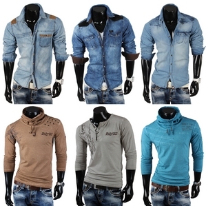 TAZZIO Herren Shirt & Jeans Hemd 85584 Longsleeve Langarm T-Shirt