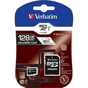 Verbatim 128GB microSDXC UHS-I Speicherkarte Class10 mit Adapter (44085)