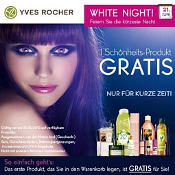 Yves Rocher White Night – Das erste Produkt das in den Warenkorb gelegt wird, ist kostenlos (gilt nur am 20. Juni)