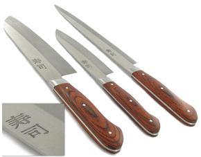 Zweibrüder 3 teiliges Sushi / Küchen-Messerset aus gehärtetem Stahl