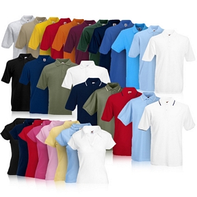 2er Pack Fruit of the Loom Poloshirts für Damen und Herren