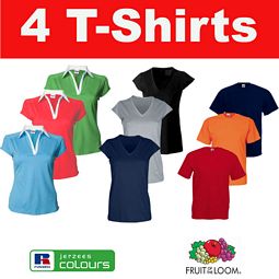 4er Set Russell Damen T-Shirts Jerzees