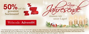 Adler Mode: 50 Prozent Rabatt auf den nächsten Einkauf inkl. Sale-Artikel