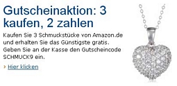 Amazon: 3 Schmuckstücke kaufen, nur 2 zahlen