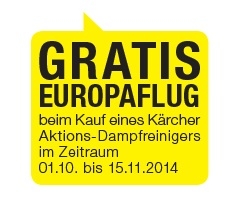 Gratis Europaflug beim Kauf eines Kärcher Aktions-Dampfreinigers