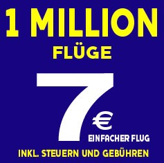 RyanAir: 1 Million Flüge für 7,00 Euro pro Strecke
