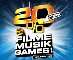 Saturn: 20% Rabatt auf Filme, Musik und Games