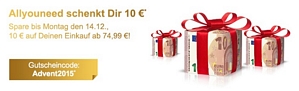 allyouneed: 10 Euro-Gutschein mit 75 Euro Mindestbestellwert