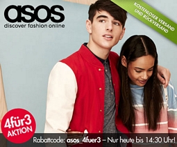 DailyDeal: 40 Euro ASOS-Gutschein für 19,90 Euro (bis 14:30 Uhr auch 4-für-3-Aktion)