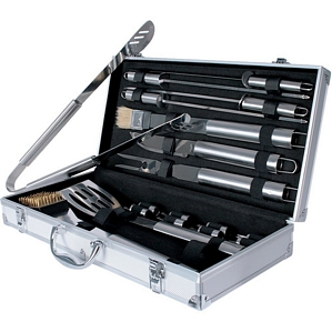 18-teiliges Barbecue Grillbesteck Set aus Edelstahl inkl. BBQ Aluminiumkoffer