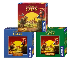 Kosmos 971373 – Bundle – Die Fürsten von Catan, Erweiterungen Finstere Zeiten und Goldene Zeiten (Kartenspiel)