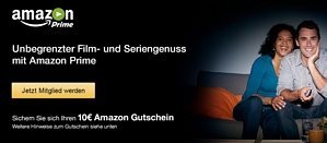 Amazon Prime-Kunde werden und 10,00 Euro Gutschein geschenkt bekommen