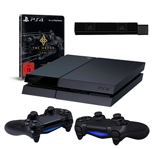 PlayStation 4 500GB  inkl. The Order: 1886 Limited Steelbook Edition „Ausdauer des Ritters“ + 2 DualShock 4 Wireless Controller + Kamera