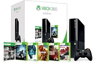 Xbox360 Slim 250GB Konsole mit 6 Spielen Mega Pack