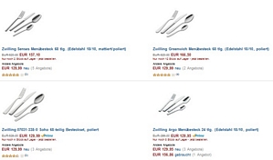 Amazon: Günstige Zwilling Menübesteck-Sets