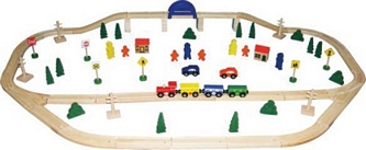 BEEBOO TRAIN Holzeisenbahn 70 Teile (kompatibel mit Brio) für 22,94 Euro + 10 Euro Gutscheincode