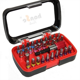 hanSe Bit Set 32 teilig S2 Stahl Bit Box Bitsortiment mit Schnellwechsel-Bithalter