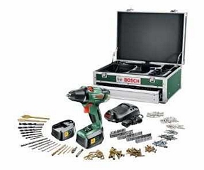 Bosch PSR 18 LI-2 Akku-Bohrschrauber Expert + 241 tlg. Zubehör-Set + Toolbox + 2 Akkus und 1-Std.-Ladegerät