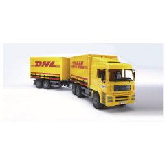 Bruder 02784 – MAN LKW mit Planen-Wechselbrücke DHL und Anhänger