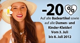 C&A: 20 Prozent Rabatt auf Badeartikel und Damen-/Kinderkleider