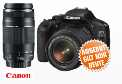 Saturn Super Sunday-Angebote am 21. April u.a. mit der Canon EOS 550D+18-55III+75-300III für 499 Euro