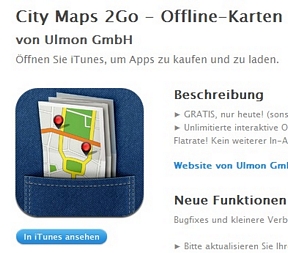 City Maps 2Go – Offline-Karten und Reiseführer für iPhone/iPad/Android kostenlos