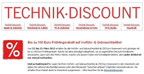 Cyberport: Bis zu 100 Euro Rabatt auf Vorführgeräte z.B. Apple iPad 2 Wi-Fi 16 GB für 339,89 Euro
