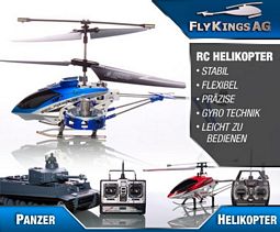 FlyKings Gutschein für Modellhubschrauber / Panzer im Wert von 90 Euro für 25 Euro bei DailyDeal