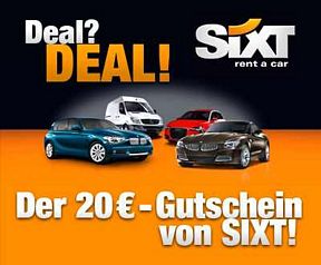 DailyDeal: 20-Euro-Wertgutschein für Sixt für 9,90 Euro
