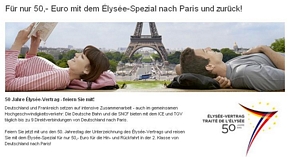 Deutsche Bahn: Für nur 50,- Euro mit dem Élysée-Spezial nach Paris und zurück!
