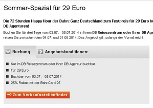 Deutsche Bahn Sommer-Spezial – pro Strecke für 29 Euro durch ganz Deutschland