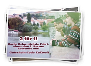 DeinBus: 2 Tickets zum Preis von 1 (ohne Mindestbuchungswert)