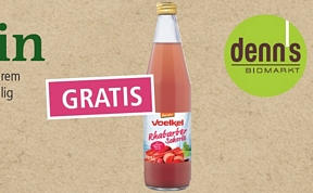 denns Biomarkt: 0,5 Liter Flasche Rhabarberschorle kostenlos beim nächsten Einkauf