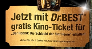 2 Dr. Best Zahnbürsten kaufen und Kinokarte für „Der Hobbit: Die Schlacht der fünf Heere (3D)” kostenlos erhalten